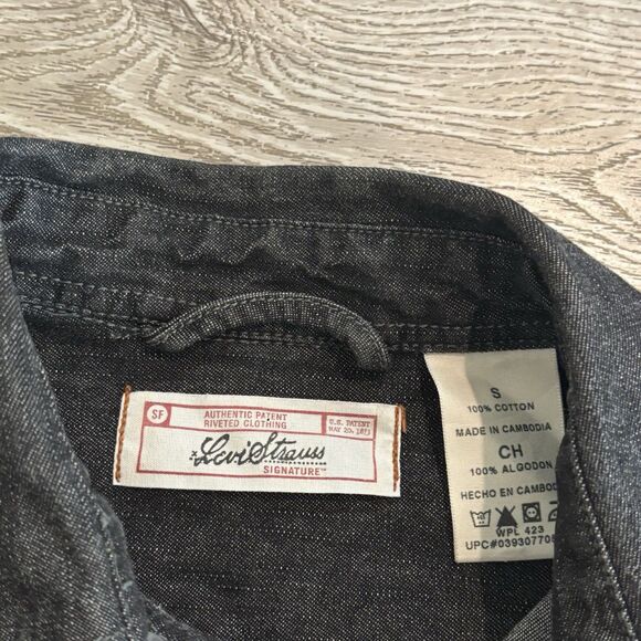 Levi Strauss Riveted Jean Denim Cotton Button Down Shirt Mens Small Casual - Picture 3 of 8
